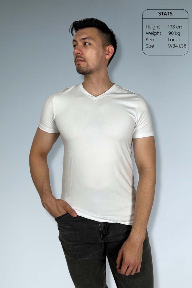 Slim fit V-neck T-shirt – Wit 1